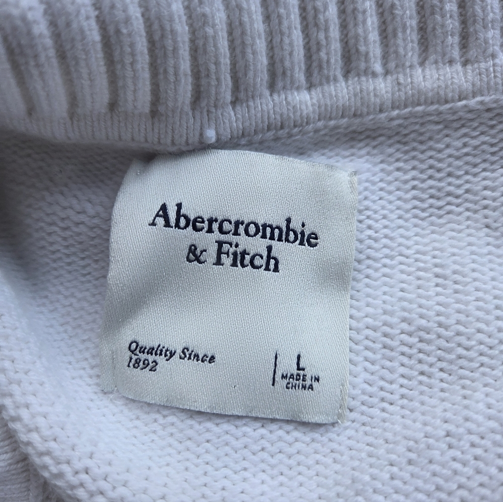 Abercrombie & Fitch Womens White Collared Zip Up Sweater - Picture 7 of 7